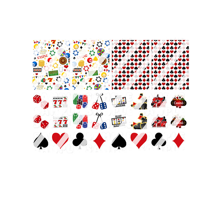 Casino, Playing Cards, Dice Nail Art Decals