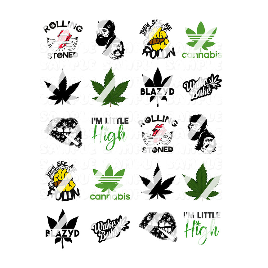 Pot Leaf / Cannabis Waterslide / Water Transfer Nail Decals/Nail Arts - Waterslide Nail Decals- Design #2