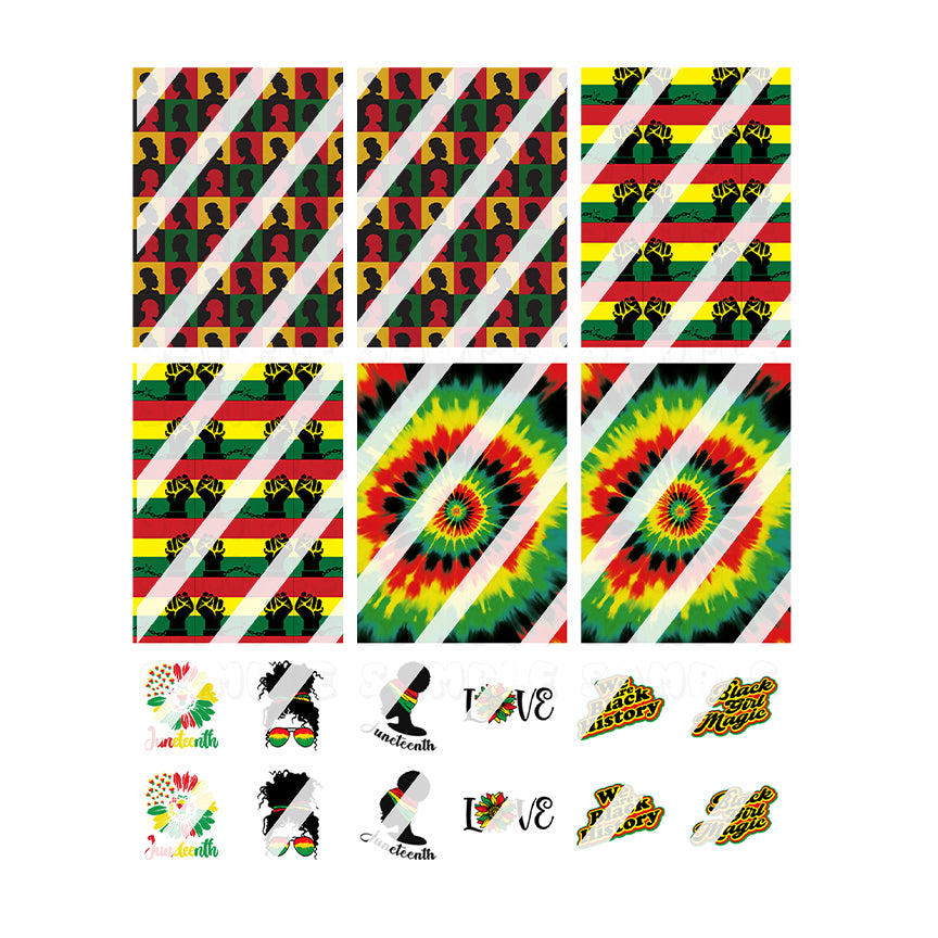 Juneteenth Nail Art Decals - Waterslide Nail Decals