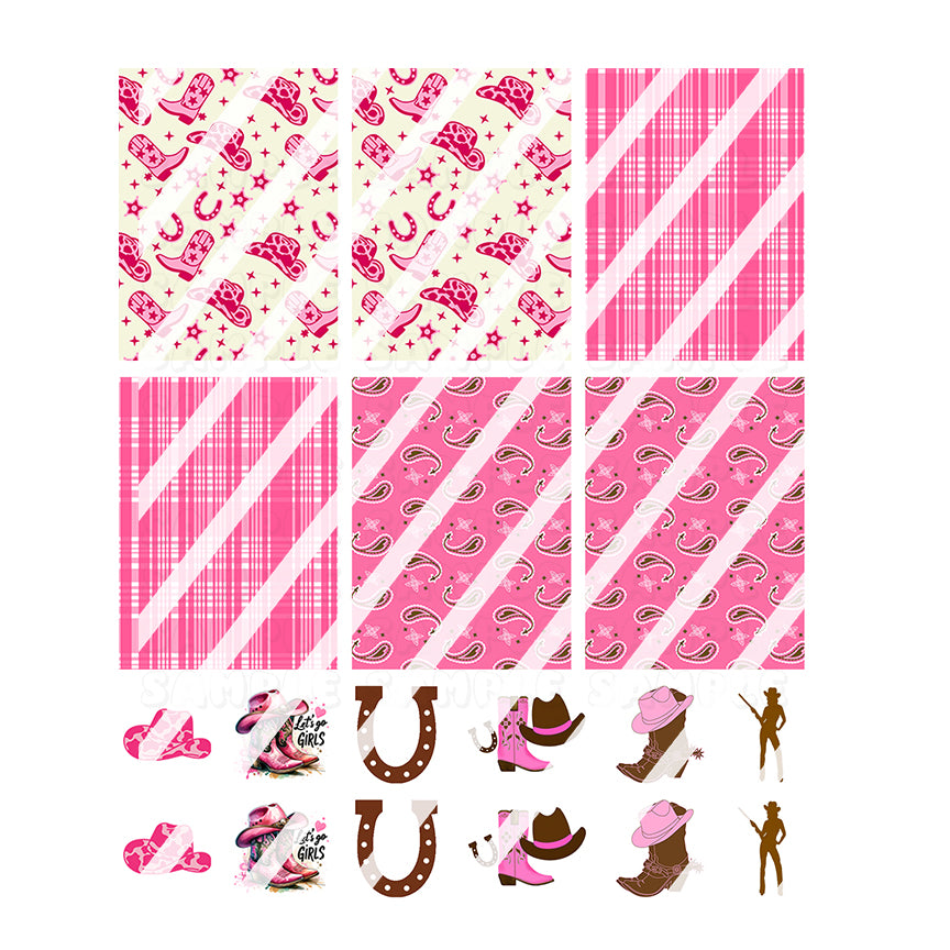 Pink Cowgirl Nail Art Decals - Waterslide Nail Decals