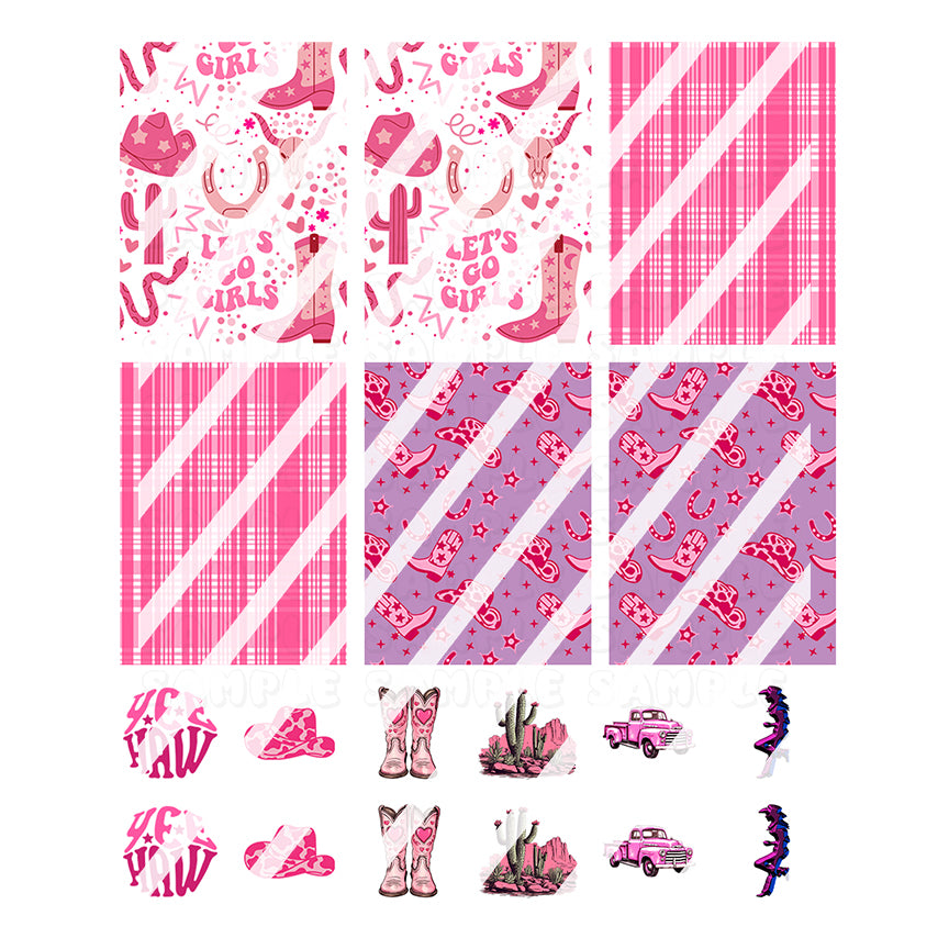 Pink Cowgirl Nail Art Decals -  Design #2