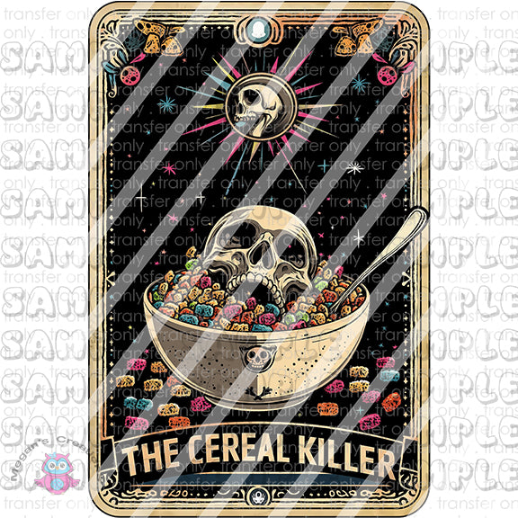 Skeleton Funny Tarot Card Ready To Press Sublimation Transfer  -  The Cereal Killer