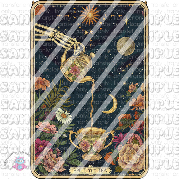 Skeleton Funny Tarot Card Ready To Press Sublimation Transfer  -  Spill the Tea