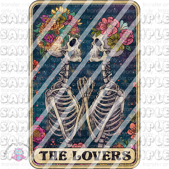 Skeleton Funny Tarot Card Ready To Press Sublimation Transfer  -  The Lovers