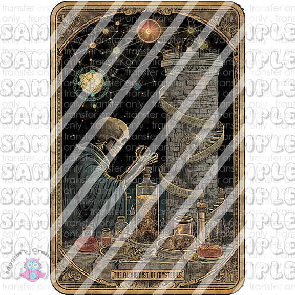 Skeleton Funny Tarot Card Ready To Press Sublimation Transfer  -  The Alchemist of Mysteries