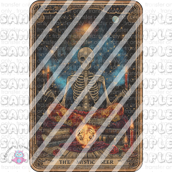 Skeleton Funny Tarot Card Ready To Press Sublimation Transfer  -  The Mystic Seer