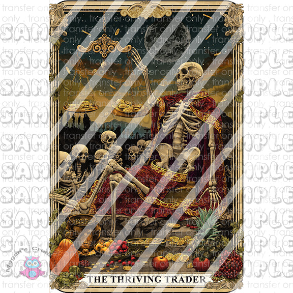 Skeleton Funny Tarot Card Ready To Press Sublimation Transfer  -  The Thriving Trader