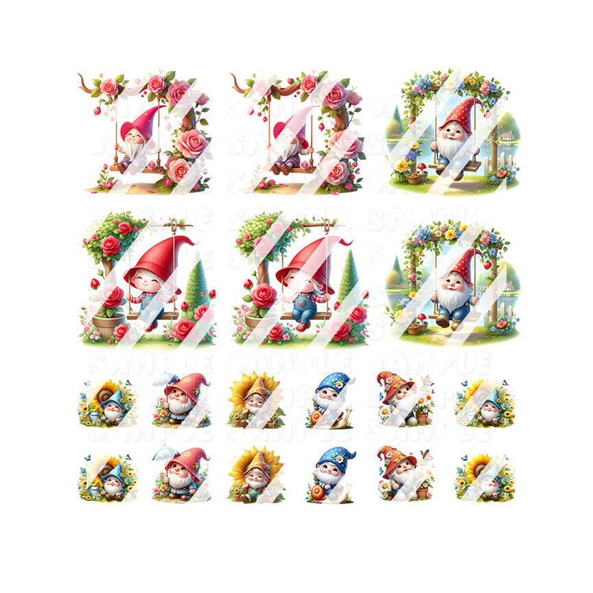 Spring Time Gnome Nail Art Decals - Waterslide Nail Decals