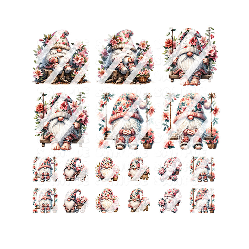 Azalea Spring Time Gnome Nail Art Decals- Waterslide Nail Decals