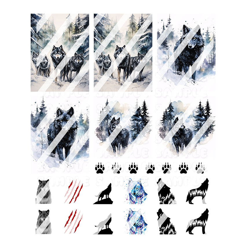 Winter Wolves Nail Art Decals - Waterslide Nail Decals