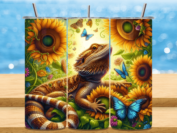 Bearded Dragon Sunflowers Tumbler