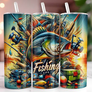 Fishing Life Tumbler - Insulated Stainless Steel 20 oz. Skinny Tumbler