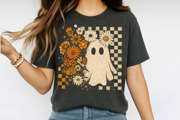 Floral Fall Ghost Boho Halloween Autumn Shirt