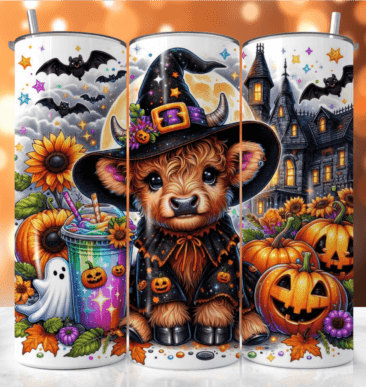 Halloween Highland Cow Tumbler #5 - Insulated Stainless Steel 20 oz. Skinny Tumbler