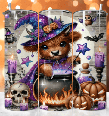 Halloween Highland Cow Tumbler #3 - Insulated Stainless Steel 20 oz. Skinny Tumbler