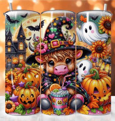 Halloween Highland Cow Tumbler #2 - Insulated Stainless Steel 20 oz. Skinny Tumbler