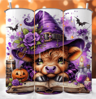 Halloween Highland Cow Tumbler - Insulated Stainless Steel 20 oz. Skinny Tumbler