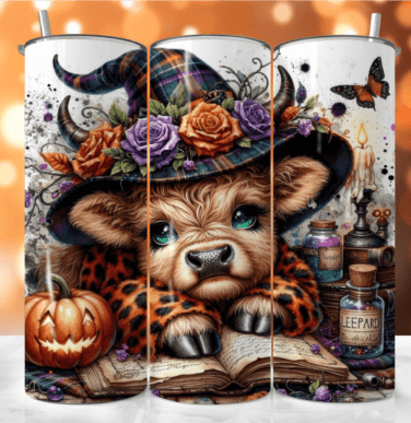 Halloween Highland Cow Tumbler #6 - Insulated Stainless Steel 20 oz. Skinny Tumbler