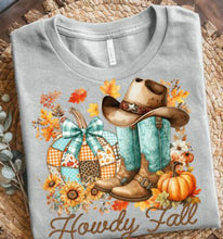 Load image into Gallery viewer, Howdy Fall Cowboy Boots Pumpkin Shirt
