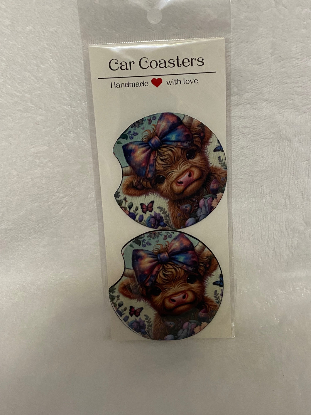 Highland Cow Car Coaster Set of 2