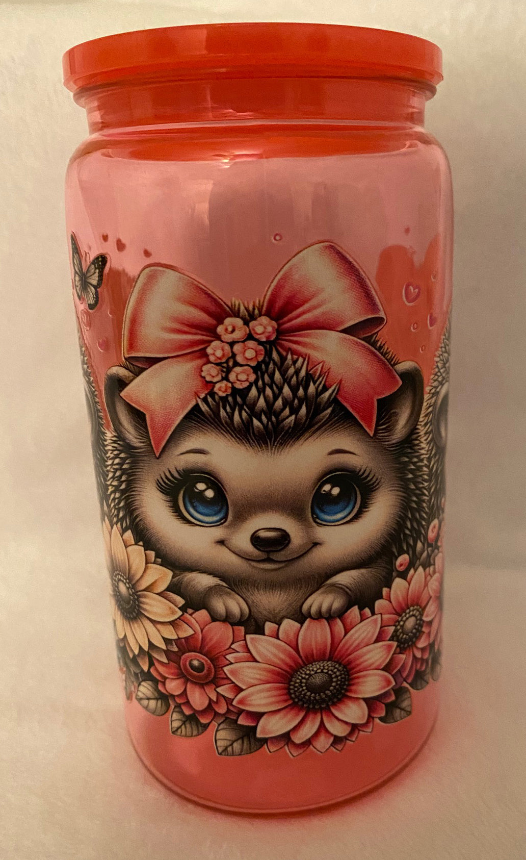 Hedgehog 16oz plastic can cup tumbler