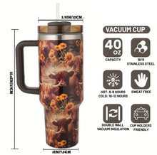 Load image into Gallery viewer, 40oz Highland Cow Tumbler With Handle  - Insulated Stainless Steel
