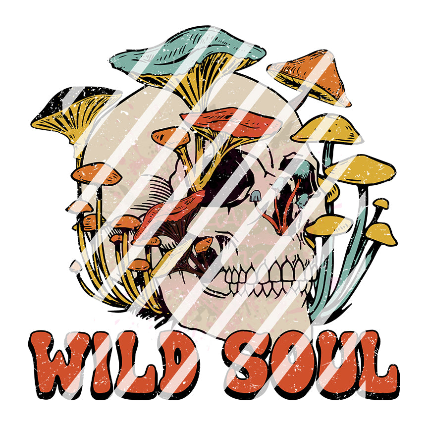 Wild Soul Mushroom Skull Ready To Press Sublimation Transfer