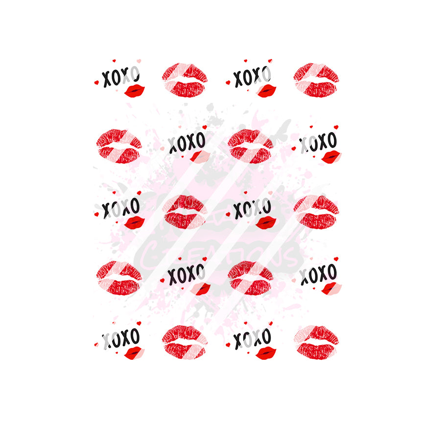 Valentines Day - XOXO Hearts Lips Love Nail Art Decals- Waterslide Nail Decals