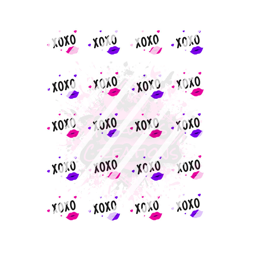 Valentines Day - XOXO Hearts Nail Art Decals- Waterslide Nail Decals
