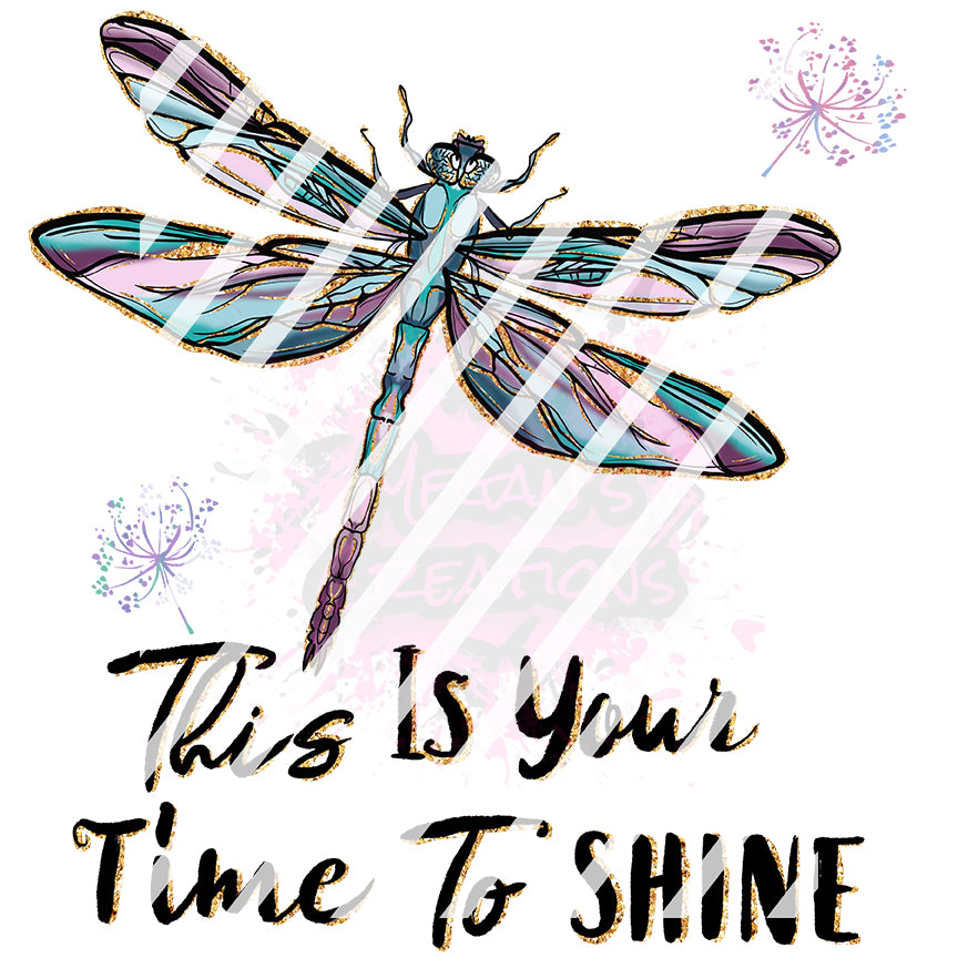 This Is Your Time To Shine, Motivational , Dragonfly Ready To Press Sublimation Transfer