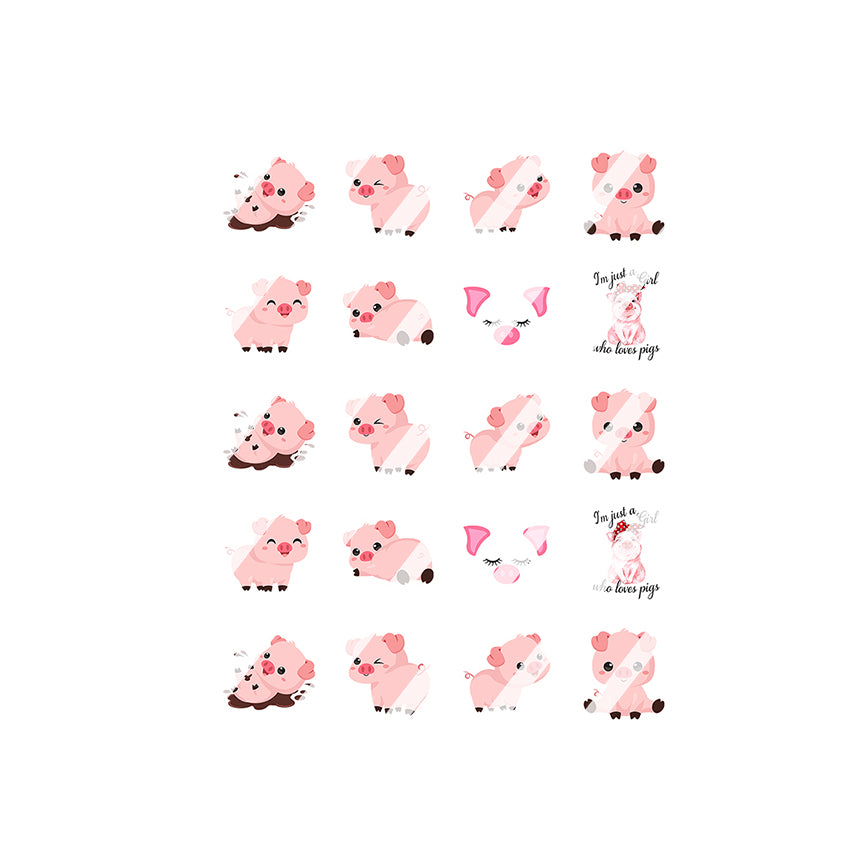 Pigs Nail Art Decals - Waterslide Nail Decals