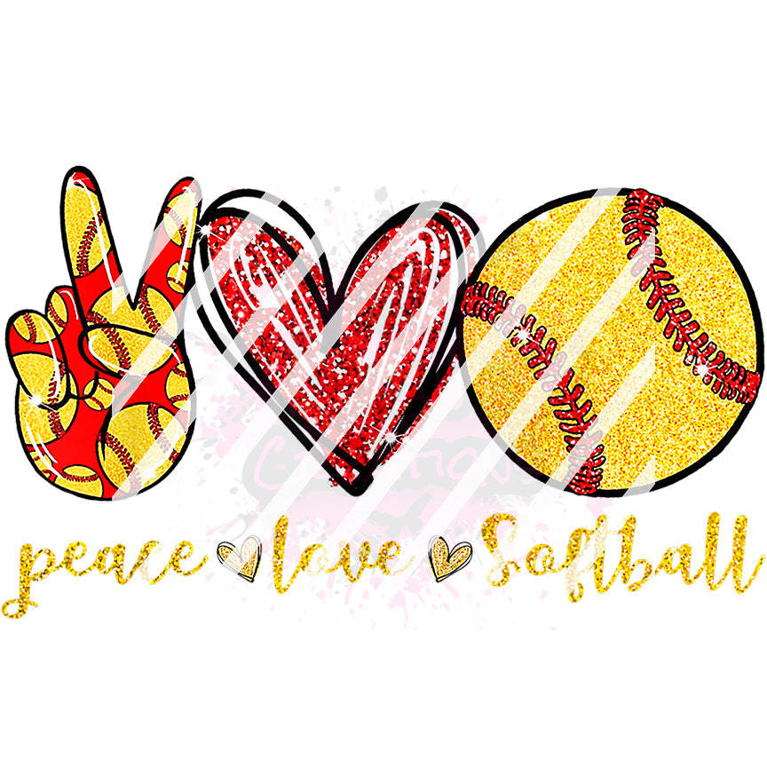 Softball- Peace Love Softball  Ready To Press Sublimation Transfer