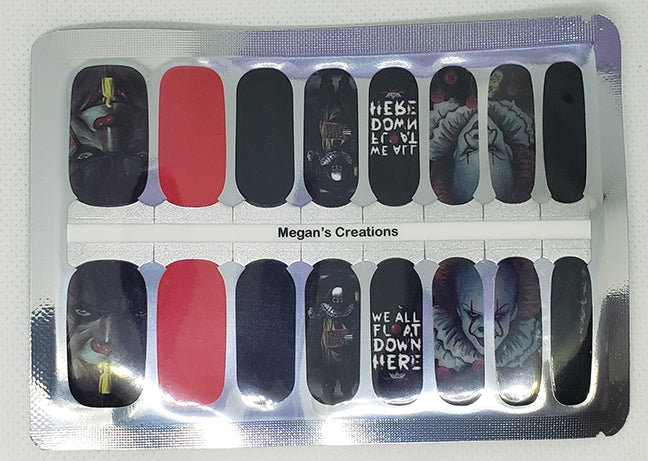 Halloween Clown Design #206 Nail Polish Wraps - Nail Polish Strips