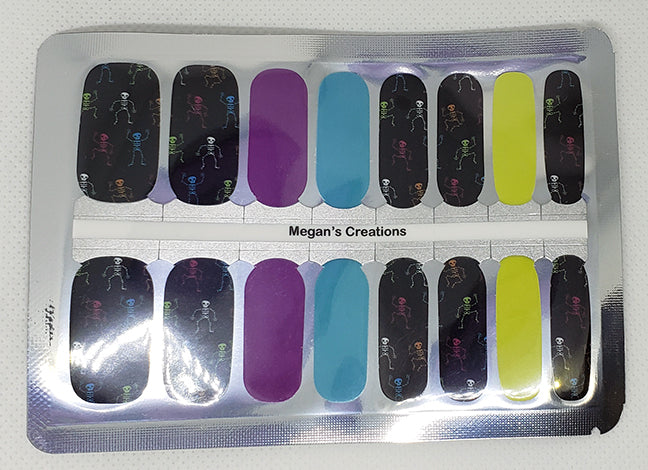 Halloween Color Skeleton #3 Nail Polish Wraps - Nail Polish Strips