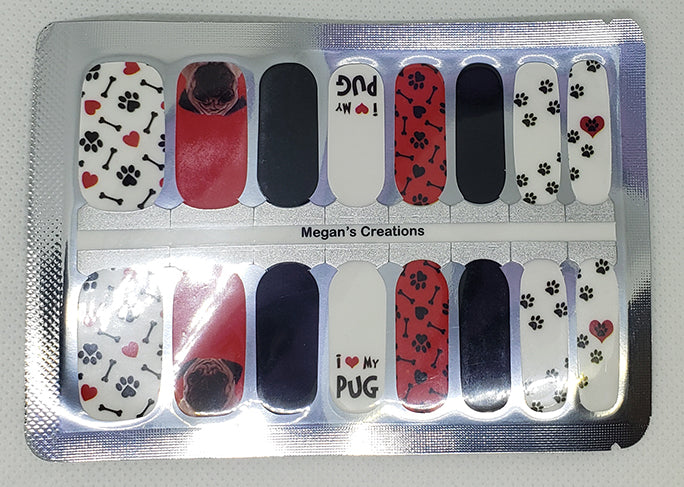 Pug Dog Paw Prints Nail Polish Wraps - Nail Polish Strips