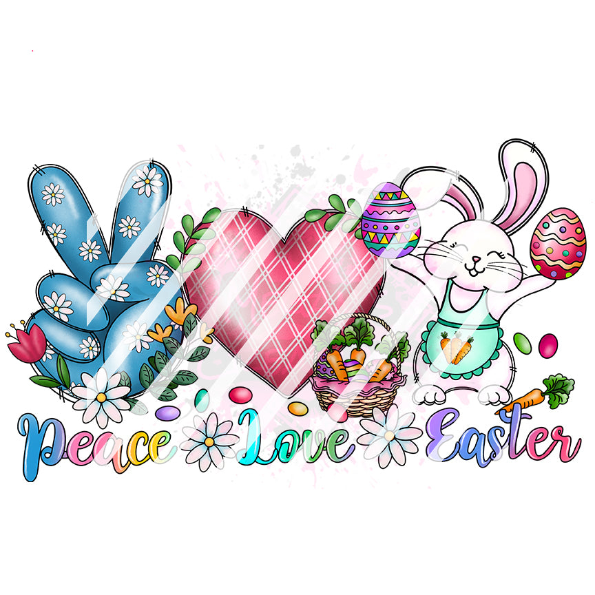 Peace Love Easter  Easter Day Bunny Ready To Press Sublimation Transfer