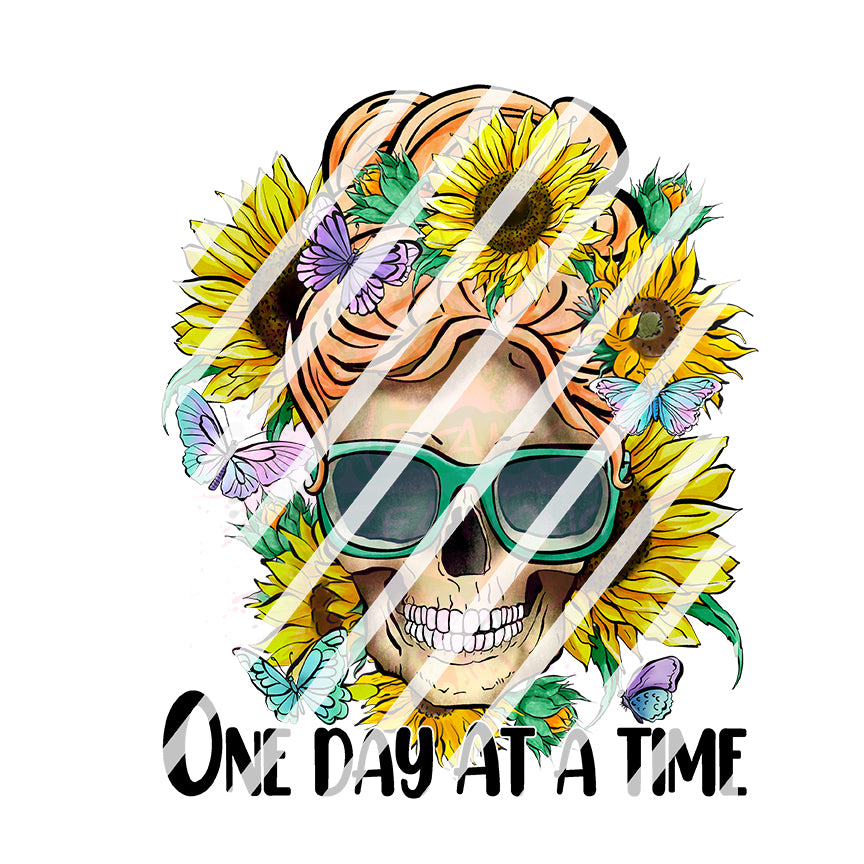 One Day at a Time Skeleton Girl Ready To Press Sublimation Transfer