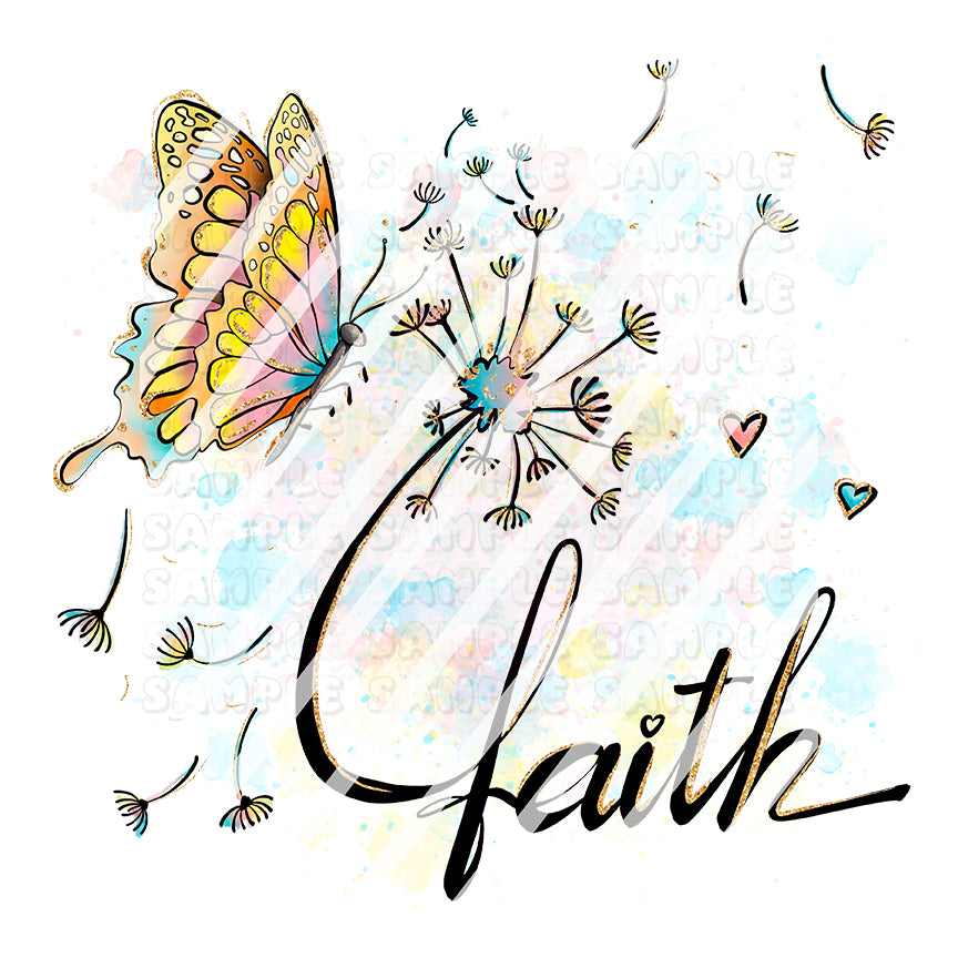 Dandelion Faith Butterfly Ready To Press Sublimation Transfer