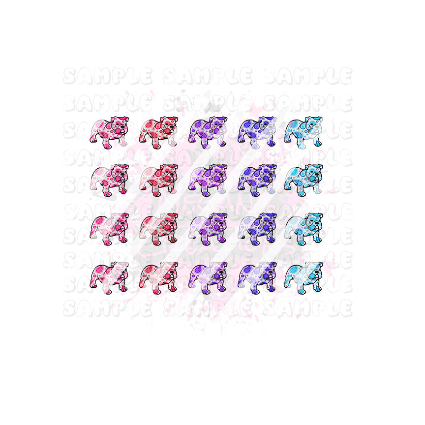 English Bulldog Nail Art Decals - Waterslide Nail Decals - Design #2