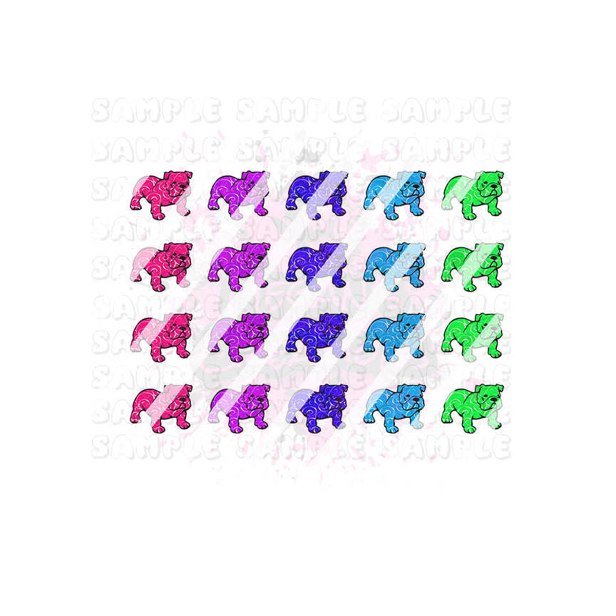 English Bulldog Nail Art Decals - Waterslide Nail Decals - Design #3