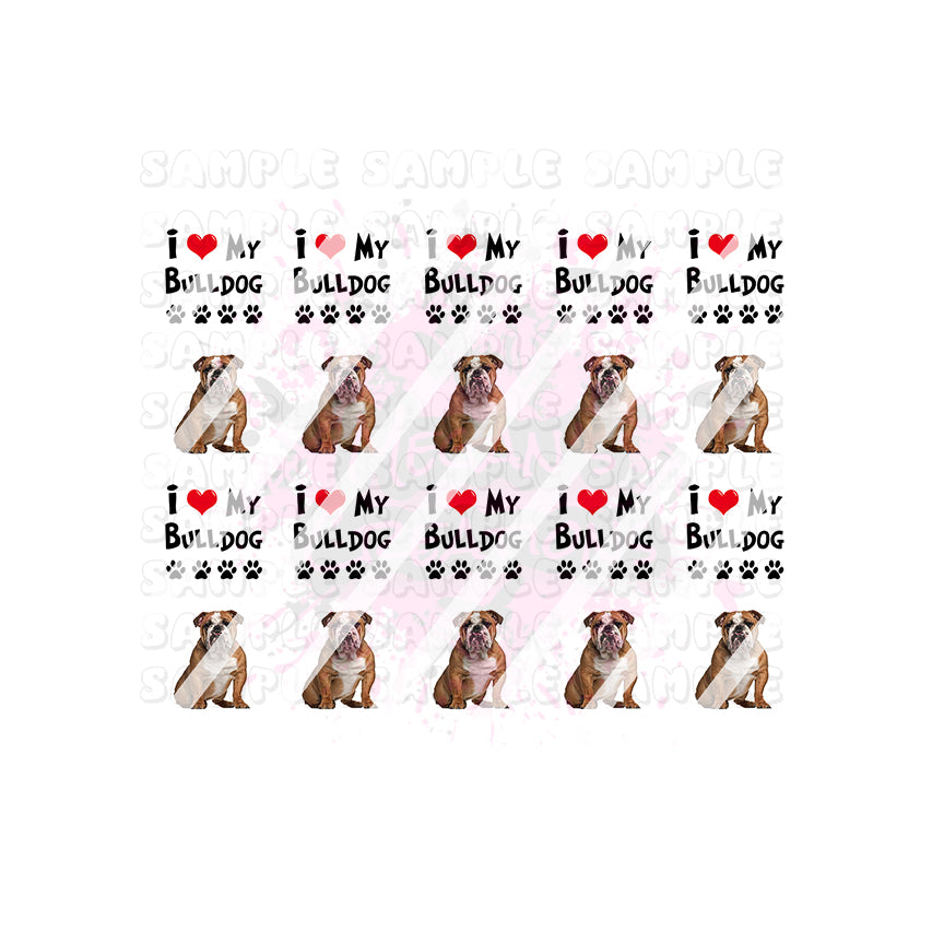 English Bulldog Nail Art Decals - Waterslide Nail Decals - Design #5