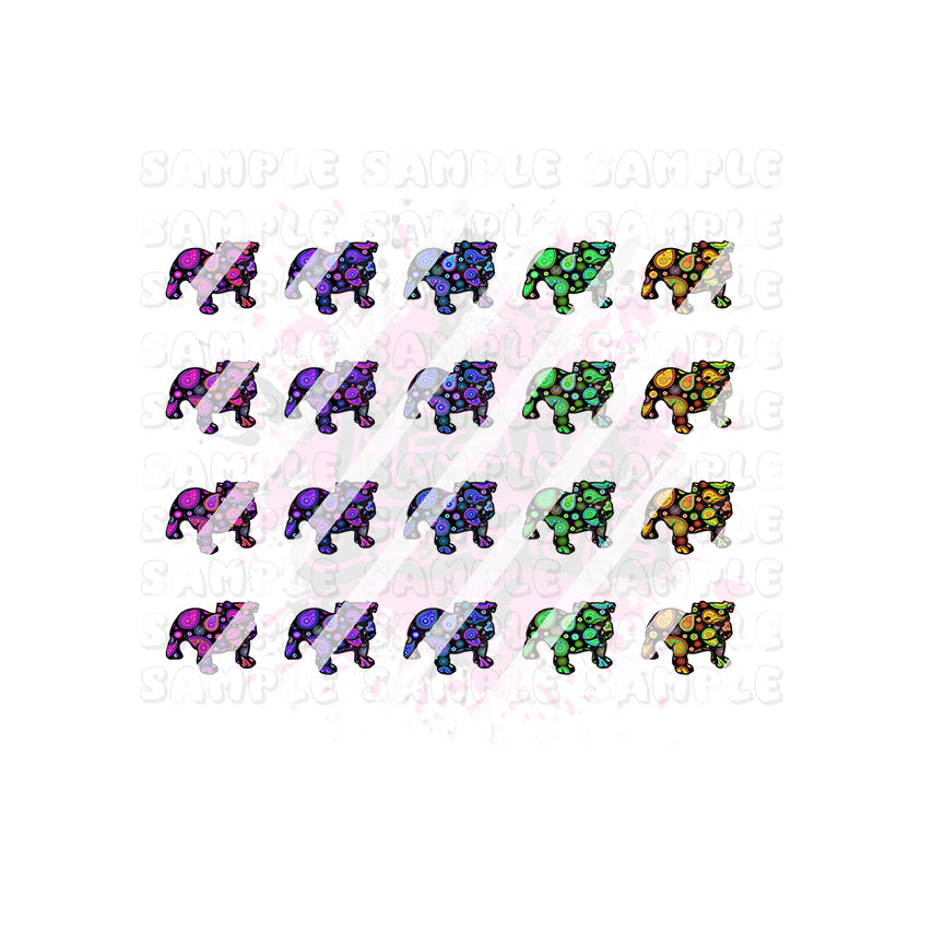 English Bulldog Nail Art Decals - Waterslide Nail Decals - Design #7