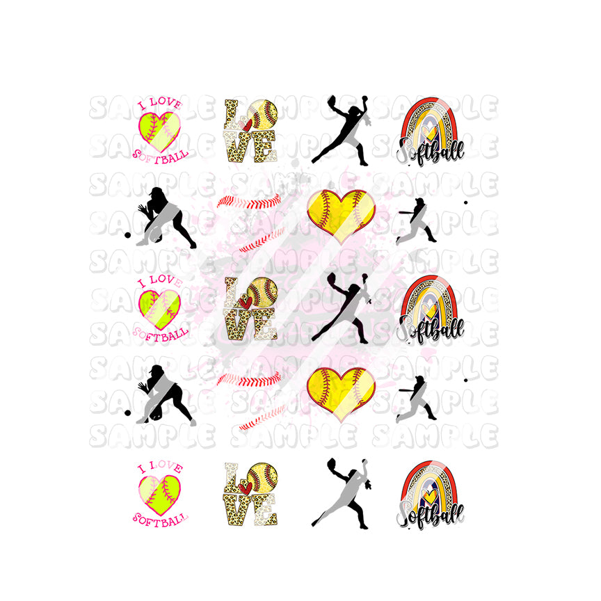 Softball Nail Art Decals - Waterslide Nail Decals
