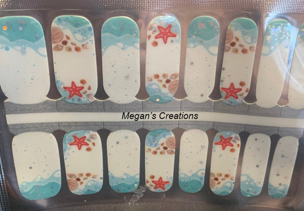 Summer Beach Life Shells Starfish Nail Polish Wraps - Nail Polish Strips