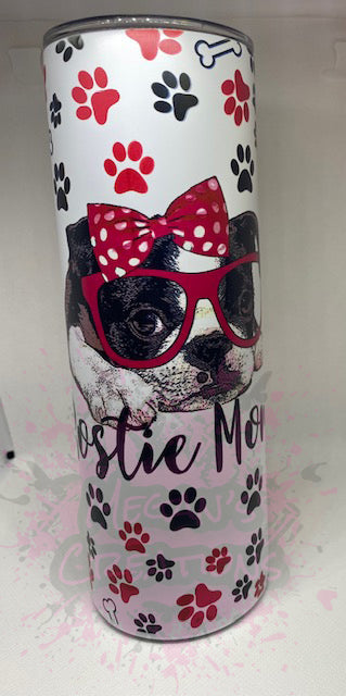 Boston Terrier 20oz Skinny Tumbler with Straw and Lid