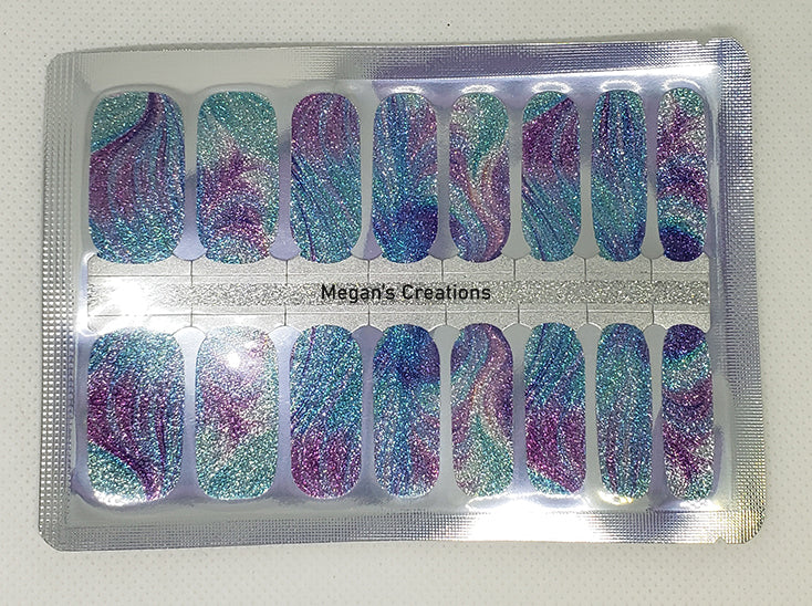 Blue Pink Color Illusion Nail Polish Wraps - Nail Polish Strips