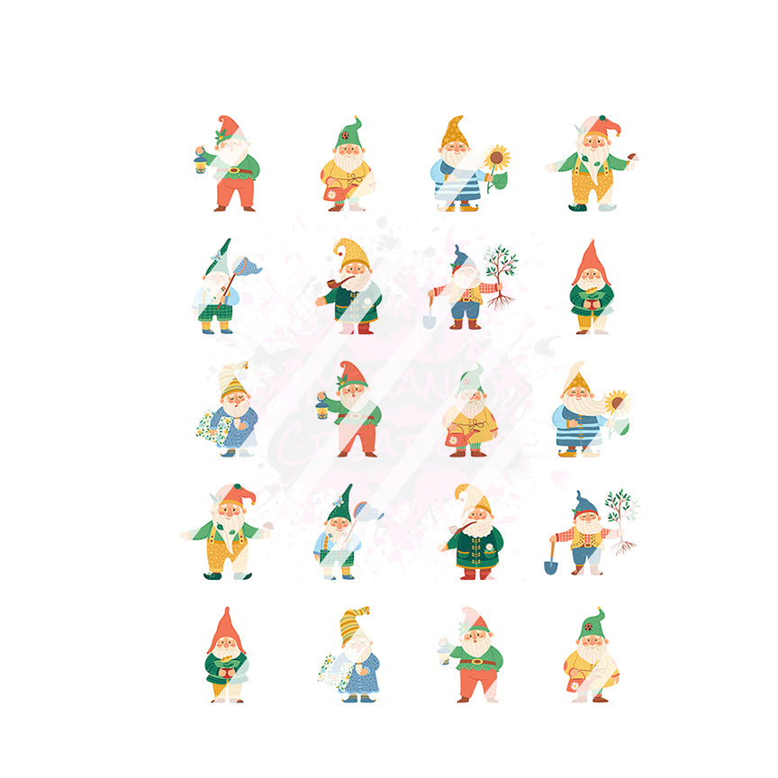 Gardening Gnomes Design #4 Nail Art Decals - Waterslide Nail Decals