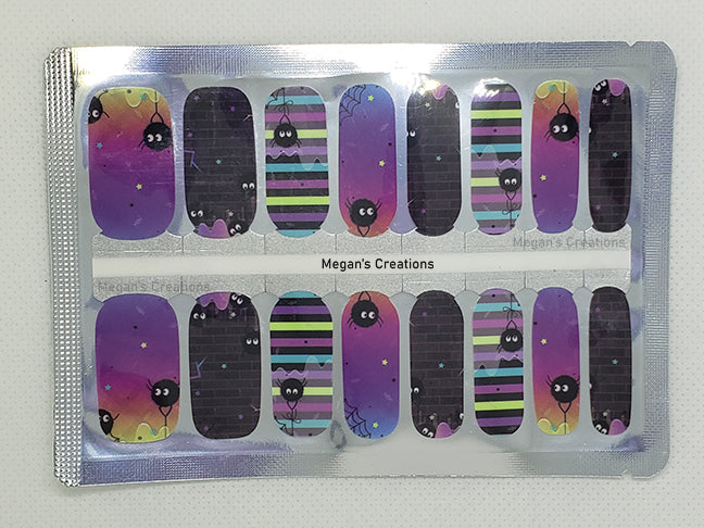 Halloween Purple Black Spider Nail Polish Wraps - Nail Polish Strips