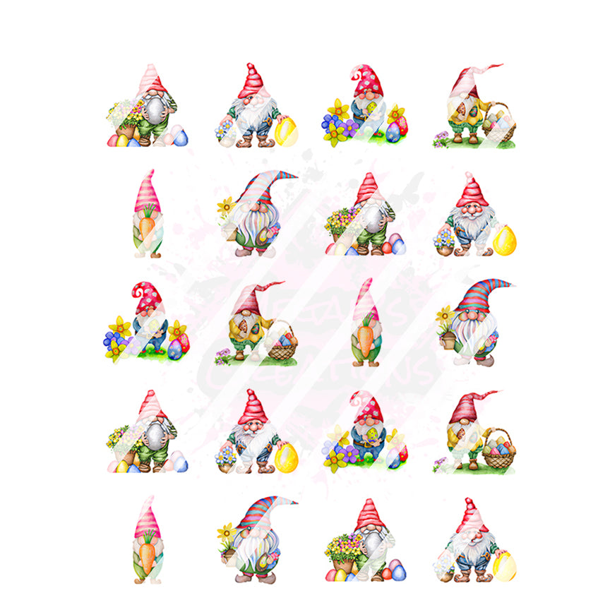 Easter Gnomes Nail Art Decals - Waterslide Nail Decals - Design #2