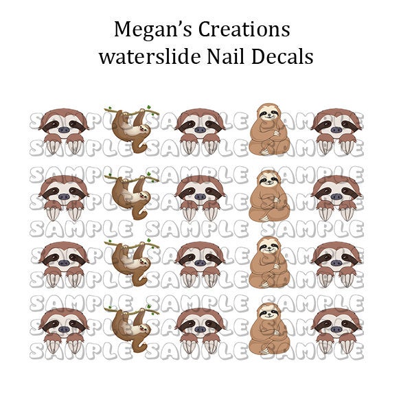 Cute Animal Sloth Nail Art Decals